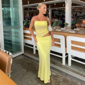 Vibrant Yellow Cami Top and Maxi Skirt Two-Piece Set