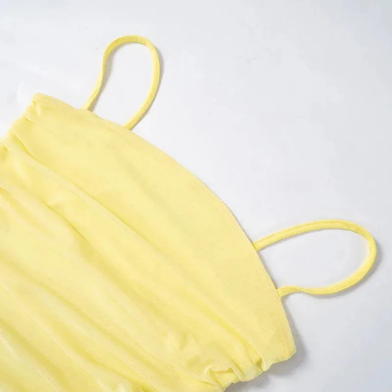 Vibrant Yellow Cami Top and Maxi Skirt Two-Piece Set
