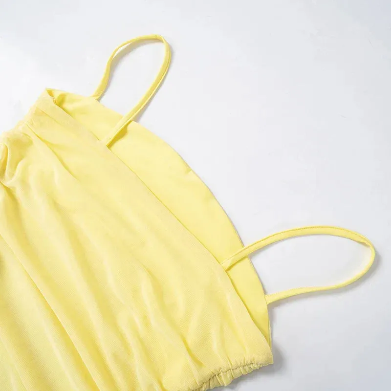Vibrant Yellow Cami Top and Maxi Skirt Two-Piece Set