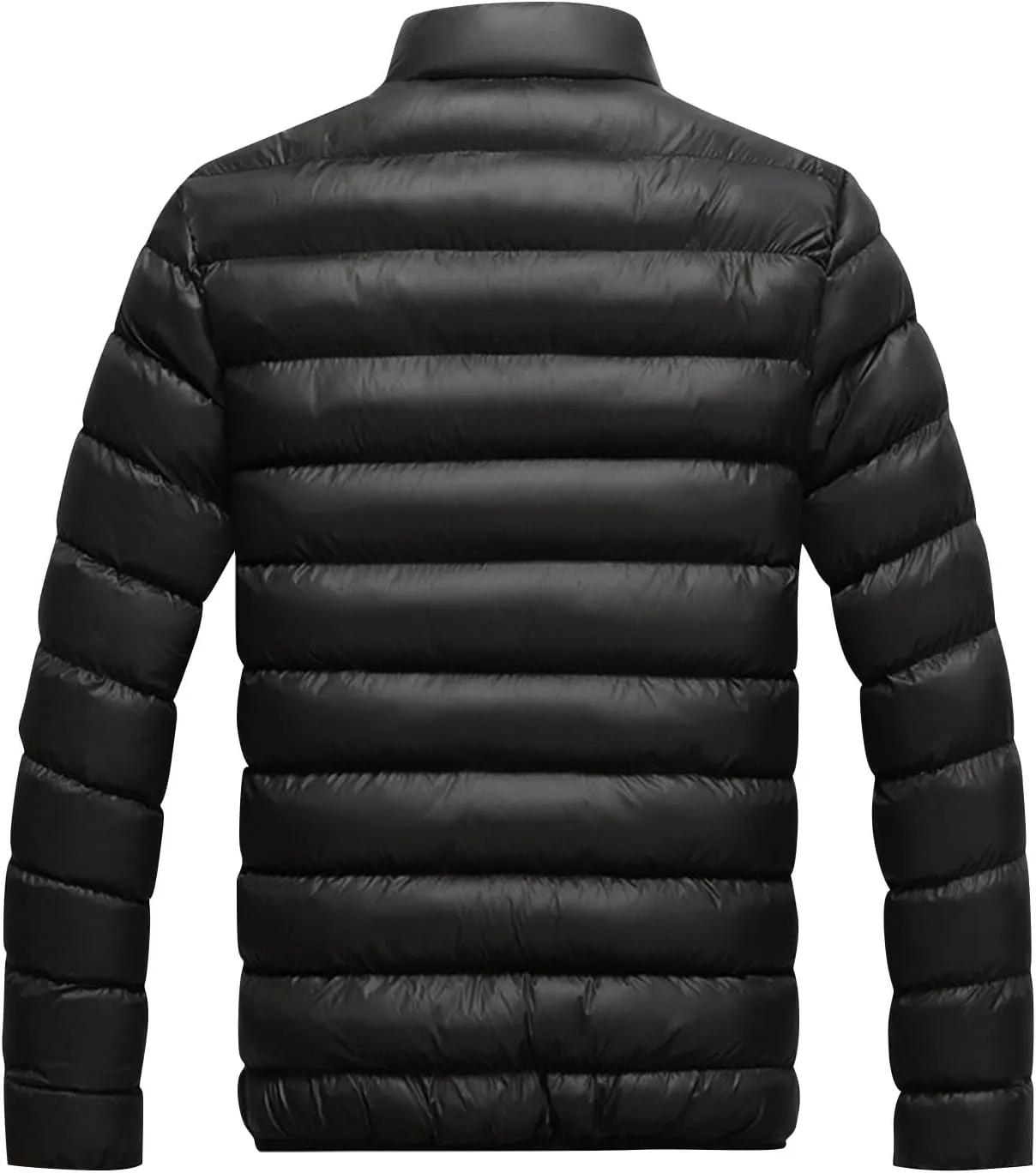 WENKOMG1 Mens Puffer Jacket Long Sleeve Lightweight Packable Outdoor Down Jacket Winter Fall Turtleneck Outerwear Coat