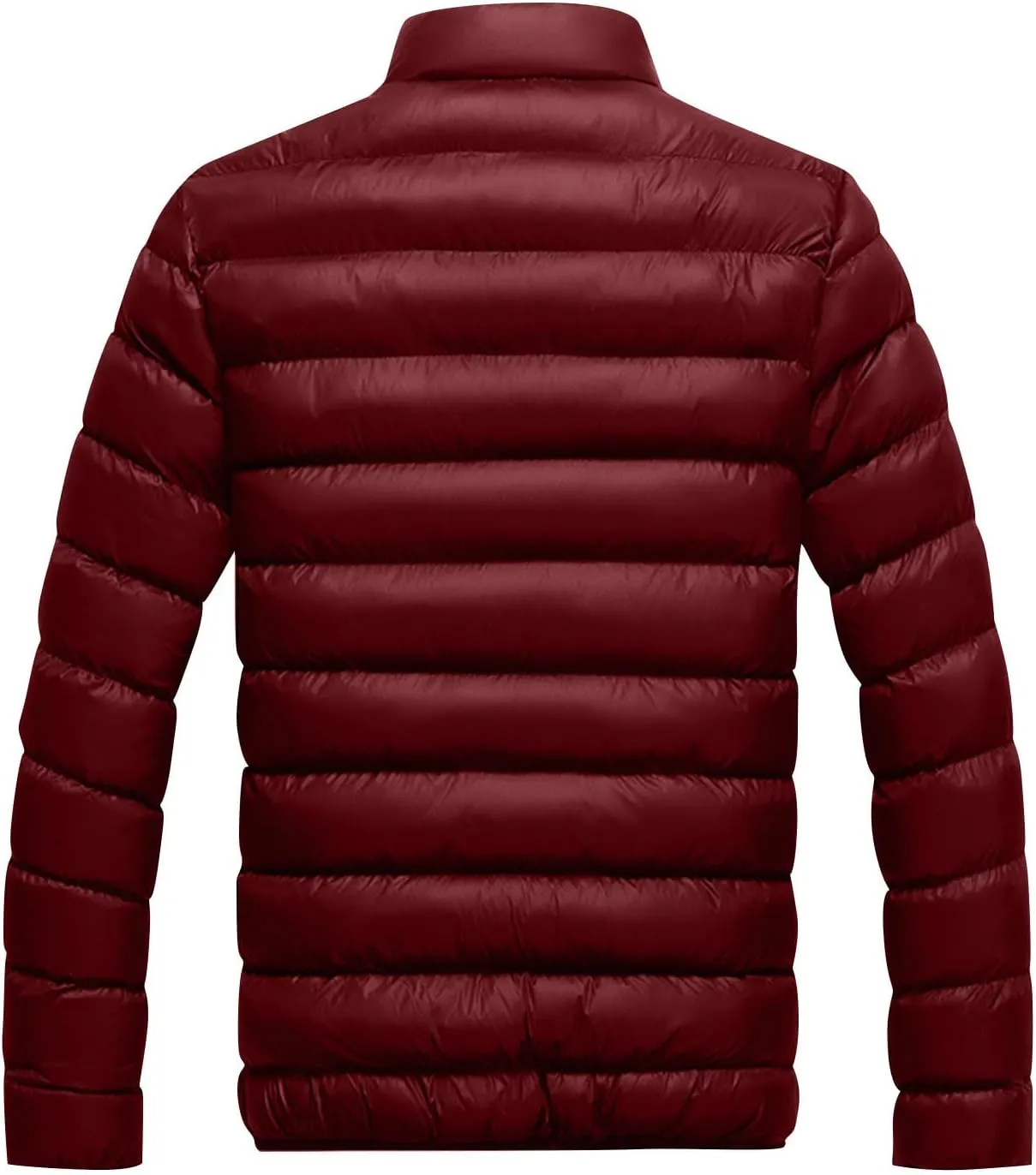 WENKOMG1 Mens Puffer Jacket Long Sleeve Lightweight Packable Outdoor Down Jacket Winter Fall Turtleneck Outerwear Coat