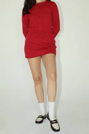 With Love Knit Skirt Cherry Red