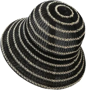 Women Knitted Dome Cap Casual Striped Fashion Foldable Trendy Fisherman Sun Protection Straw Hat