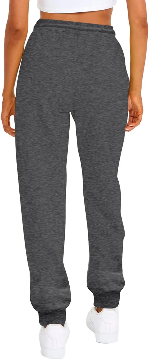 Women's Casual Elastic High Waist Running Sweatpants Business Casual Solid Color Cotton Soft Comfy Trousers Straight Leg Pant