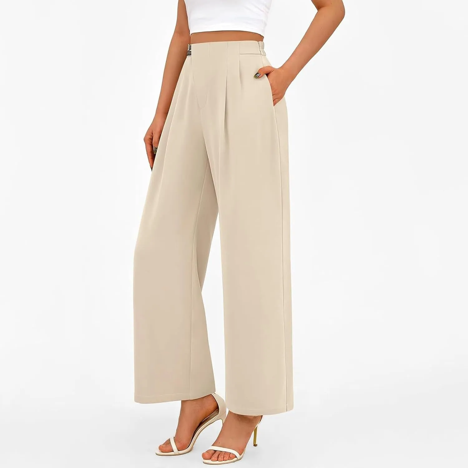 Women's Wide Leg Pants Dressy High Waisted Business Casual Work Office Suit Palazzo Long Straight Pant Trousers​