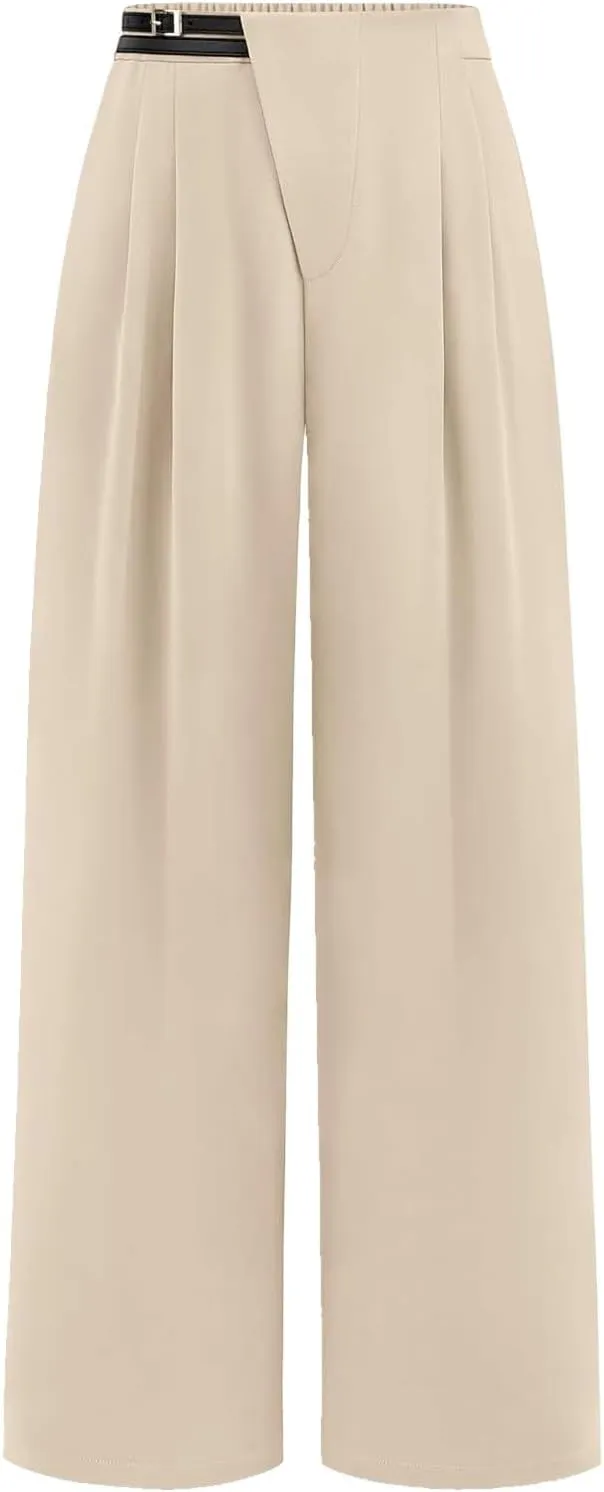 Women's Wide Leg Pants Dressy High Waisted Business Casual Work Office Suit Palazzo Long Straight Pant Trousers​