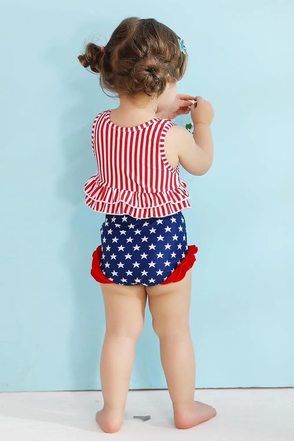 YOUNGER TREE Toddler Baby Girls Summer Swimsuit Sleeveless Striped Swimwear Two-Piece Suit Beach Bikini