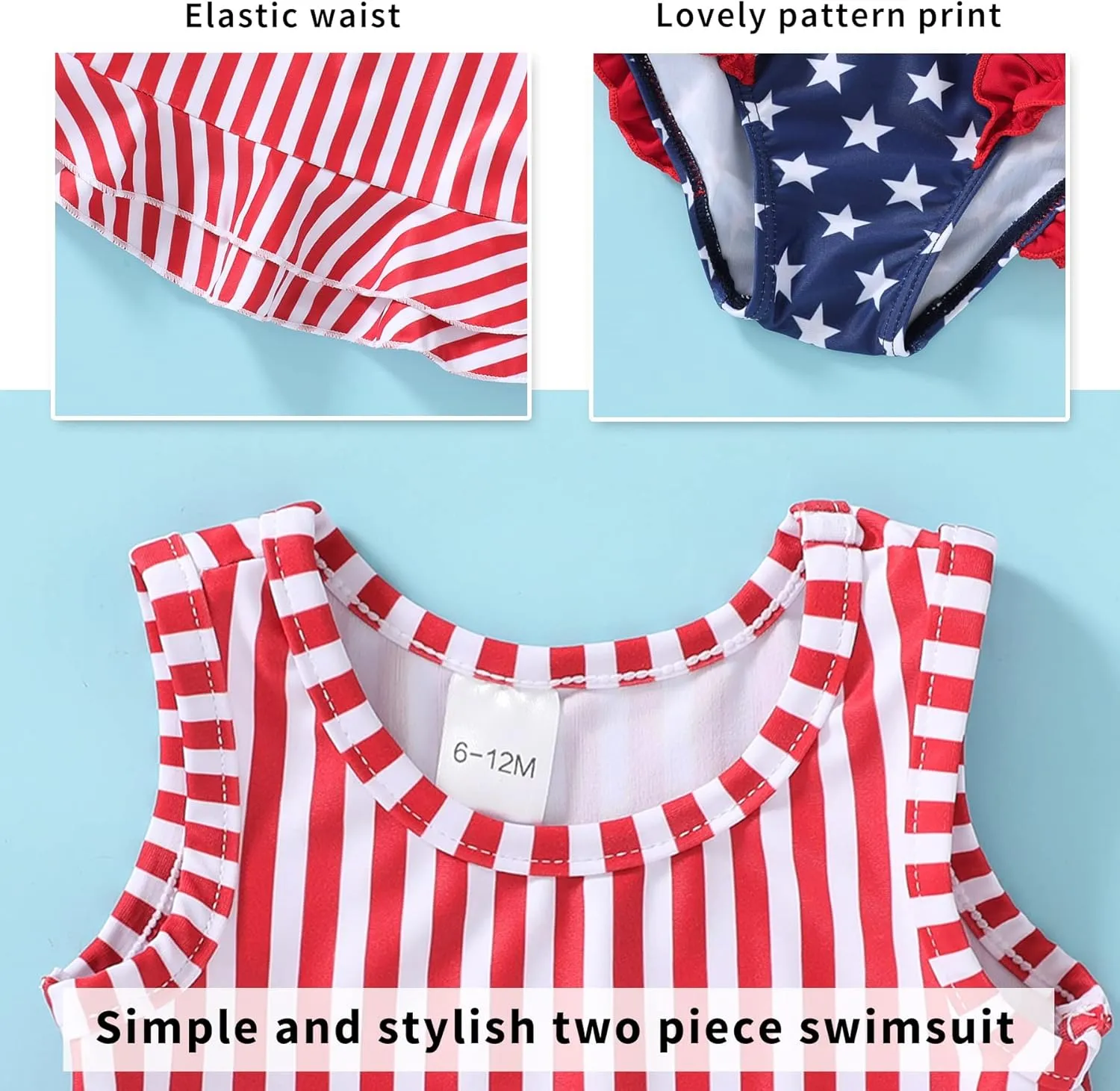 YOUNGER TREE Toddler Baby Girls Summer Swimsuit Sleeveless Striped Swimwear Two-Piece Suit Beach Bikini