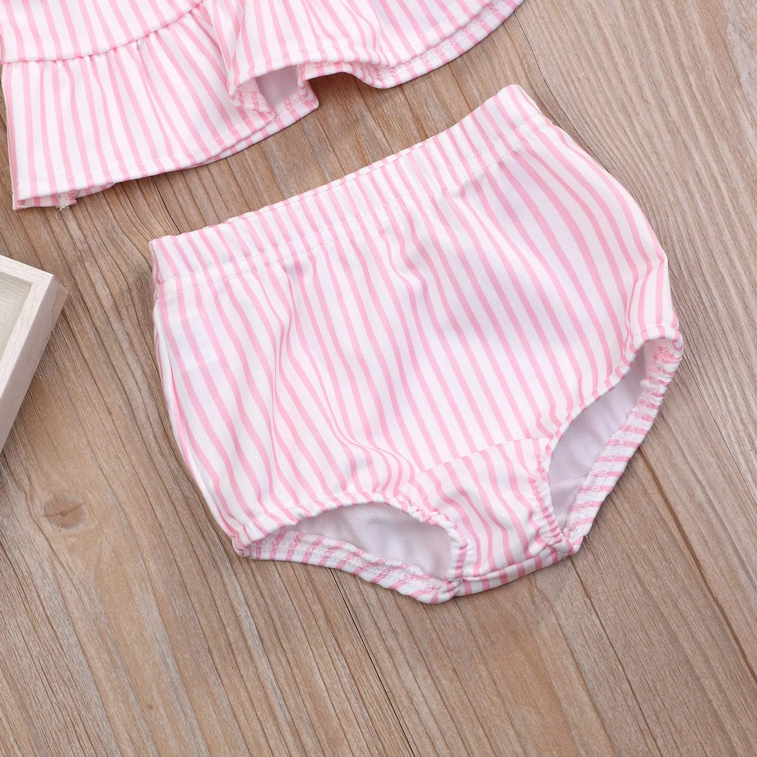 YOUNGER TREE Toddler Baby Girls Summer Swimsuit Sleeveless Striped Swimwear Two-Piece Suit Beach Bikini