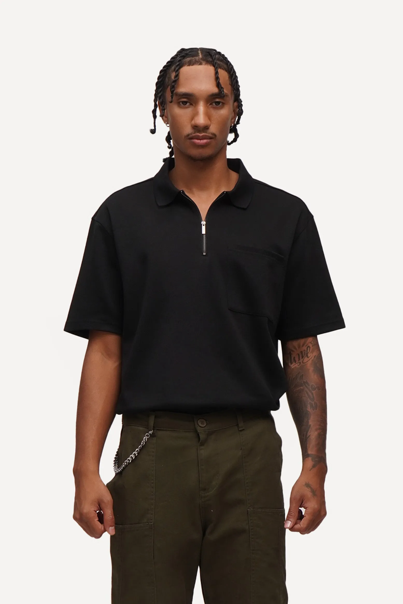 Zip-Up Relaxed Polo