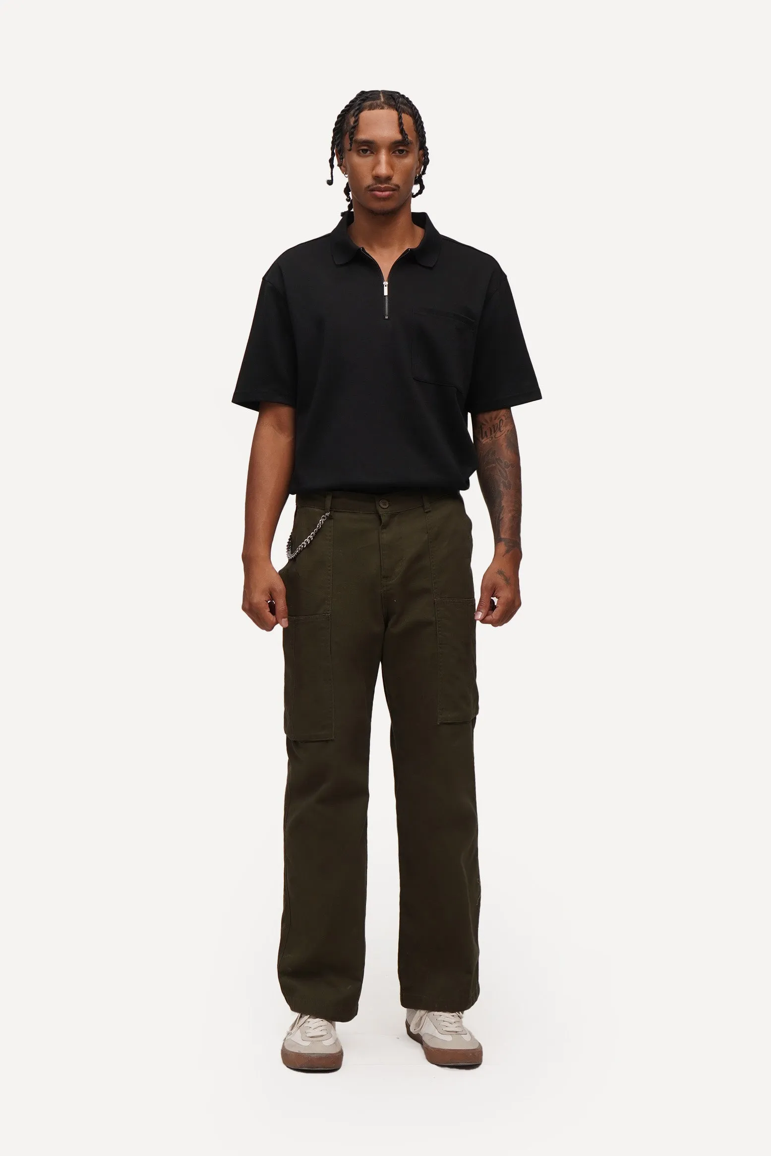 Zip-Up Relaxed Polo
